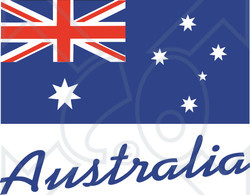 Clipart Illustration of a Flat Flag Of Australia With Blue Text