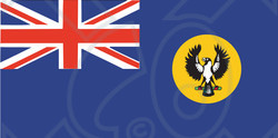 Clipart Illustration of a Blue, Red And White South Australia Flag With A Piping Shrike