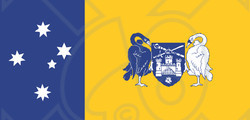 Clipart Illustration of a Blue, Yellow And White Flag Of The Australian Capital Territory