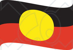Clipart Illustration of a Red, Black And Yellow Waving Australian Aboriginal Flag
