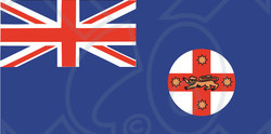 Clipart Illustration of a Red, White And Blue New South Wales Flag With A Lion