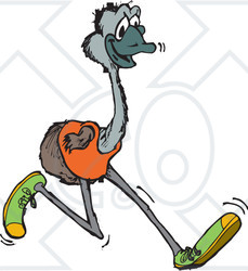 Clipart Illustration of a Jogging Emu Bird