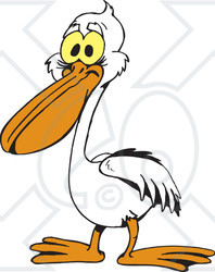 Clipart Illustration of a White Pelican With Big Yellow Eyes