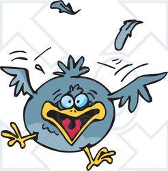 Clipart Illustration of a Scared Blue Bird Flying Forward