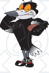 Clipart Illustration of a Masculine Magpie Flexing His Muscles