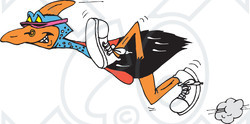 Clipart Illustration of a Fast Cassowary Bird With A Beak Piercing, Wearing Sunglasses And Shoes