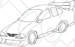 Sports Cars on Illustration Of A Black And White Sports Car Sketch   Cartoonsof Com