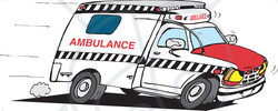 Clipart Illustration of a Paramedic Ambulance Speeding To An Emergency Scene