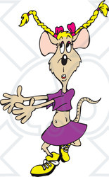 Clipart Illustration of a Confused Mouse With Her Braids Sticking Up
