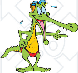 Clipart Illustration of a Laughing Crocodile In Swim Shorts