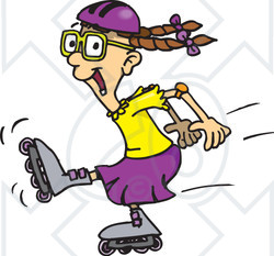 Clipart Illustration of an Energetic Girl Roller Blading