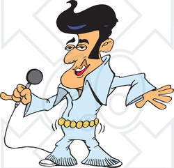 Clipart Illustration of a Stylish Elvis Impersonator Singing And Shaking His Hips