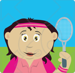 Clipart Illustration of a Latin American Girl Holding A Tennis Racket