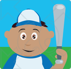 Clipart Illustration of a Hispanic Boy Playing Baseball And Holding A Bat