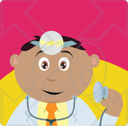 Clipart Illustration of a Hispanic Doctor Man Holding A Stethoscope
