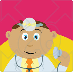 Clipart Illustration of a Latin American Doctor Man Holding A Stethoscope