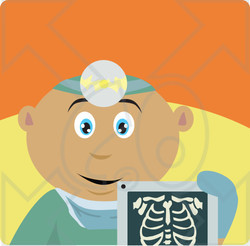 Clipart Illustration of a Latin American Radiologist Man Holding An Xray