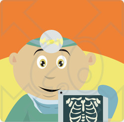 Clipart Illustration of a Mexican Radiologist Man Holding An Xray