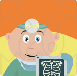 Clipart Illustration of a Caucasian Radiologist Man Holding An Xray