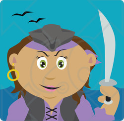Clipart Illustration of a Latin American Pirate Woman Holding A Sword