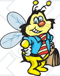 Clipart Illustration of a Honey Bee Character Businessman Carrying A Briefcase