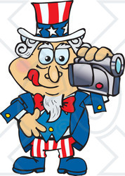 Clipart Illustration of an American Uncle Sam Making A Home Video