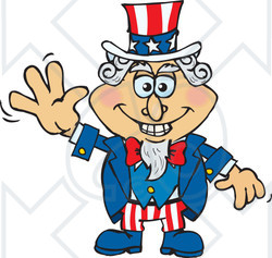 Clipart Illustration of an American Uncle Sam Smiling And Waving