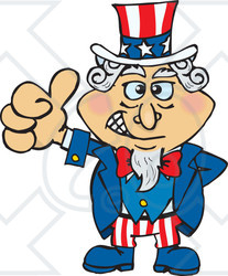 Clipart Illustration of an American Uncle Sam Giving The Thumbs Up