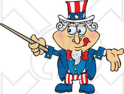 Clipart Illustration of an American Uncle Sam Using A Pointer Stick