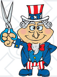 Clipart Illustration of an American Uncle Sam Holding Scissors