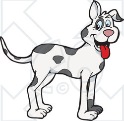 Clipart Illustration of a Spotted Cloned Harlequin Great Dane Dog With A Dalmatian Coat Pattern