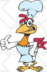 Royalty-free (RF) Clipart Illustration of a Red And White Rooster Character Chef