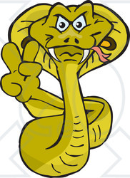Royalty-free (RF) Clipart Illustration of a Peaceful Cobra Snake Character Gesturing A Peace Sign