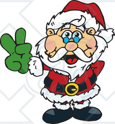 Royalty-Free (RF) Clipart Illustration of a Peaceful Santa Claus Gesturing The Peace Sign