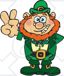 Royalty-Free (RF) Clipart Illustration of a Peaceful Leprechaun Gesturing A Peace Sign