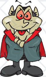 Royalty-Free (RF) Clipart Illustration of a Vampire Standing With His Arms Crossed