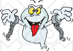 Royalty-Free (RF) Clipart Illustration of a Spooky Chained Ghost