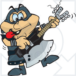 Royalty-Free (RF) Clipart Illustration of an Executioner Rocking Out With His Axe