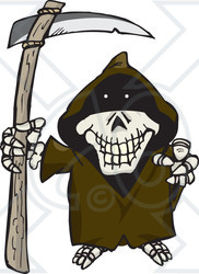 Royalty-Free (RF) Clipart Illustration of a Skeleton Grim Reaper