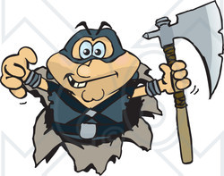 Royalty-Free (RF) Clipart Illustration of an Executioner Breaking Through A Wall