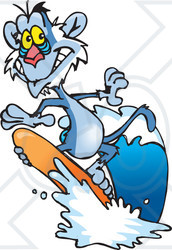 Royalty-Free (RF) Clipart Illustration of a Blue Surfing Baboon