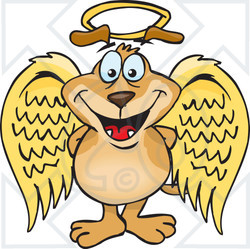 Royalty-Free (RF) Clipart Illustration of an Innocent Sparkey Dog Angel Character