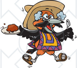 Royalty-Free (RF) Clipart Illustration of a Bird Eating Spicy Chili