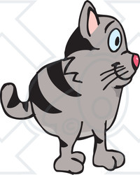 Royalty-Free (RF) Clipart Illustration of a Striped Kitty Cat Facing Right