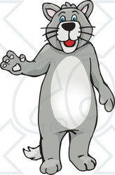 Royalty-Free (RF) Clipart Illustration of a Tall Gray Fat Cat Walking On Its Hind Legs