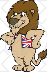 Royalty-Free (RF) Clipart Illustration of a British Lion Wearing A Vest
