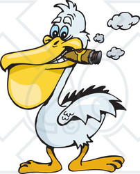 Royalty-Free (RF) Clipart Illustration of a White Pelican Smoking A Cigar