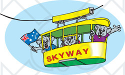 Royalty-Free (RF) Clipart Illustration of a Koala Family Riding On A Skyway