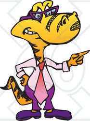 Royalty-Free (RF) Clipart Illustration of a Pointing Business Pointing Business Goanna Lizard