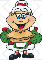 Royalty-Free (RF) Clipart Illustration of a Jolly Mrs Claus Holding Out A Fresh Baked Pie